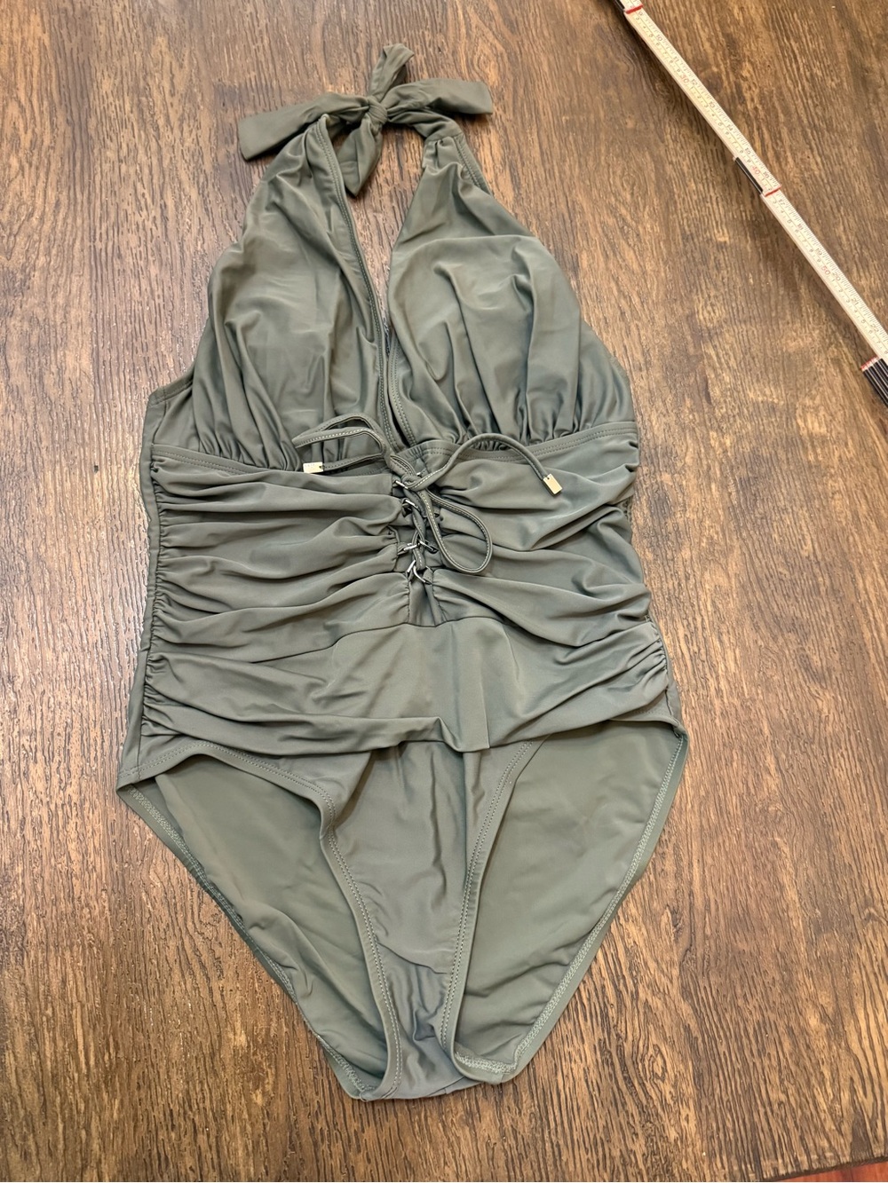 Olive Green Halter One-Piece Swimsuit